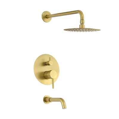 Ivy Single-Handle 1-Spray Tub And Shower Faucet In Brushed Gold (Valve Included) - 17.5" x 11.88" x 5.88"