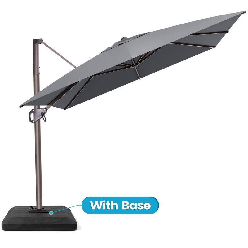 Outdoor 11 x 9 FT Patio 360 Degree Rotation Cantilever Umbrella with 4-Piece Umbrella Base