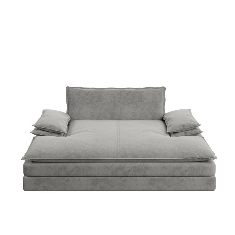80" Oversized Double Chaise Lounge Chair, Modern Chenille Upholstered Lounge Chair with Wide Armrests, Stylish Living Room Chair