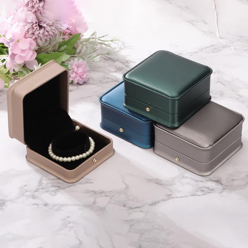2pcs PU Leather Bracelet Boxes Classic Bangle Box Jewelry Gift Storage