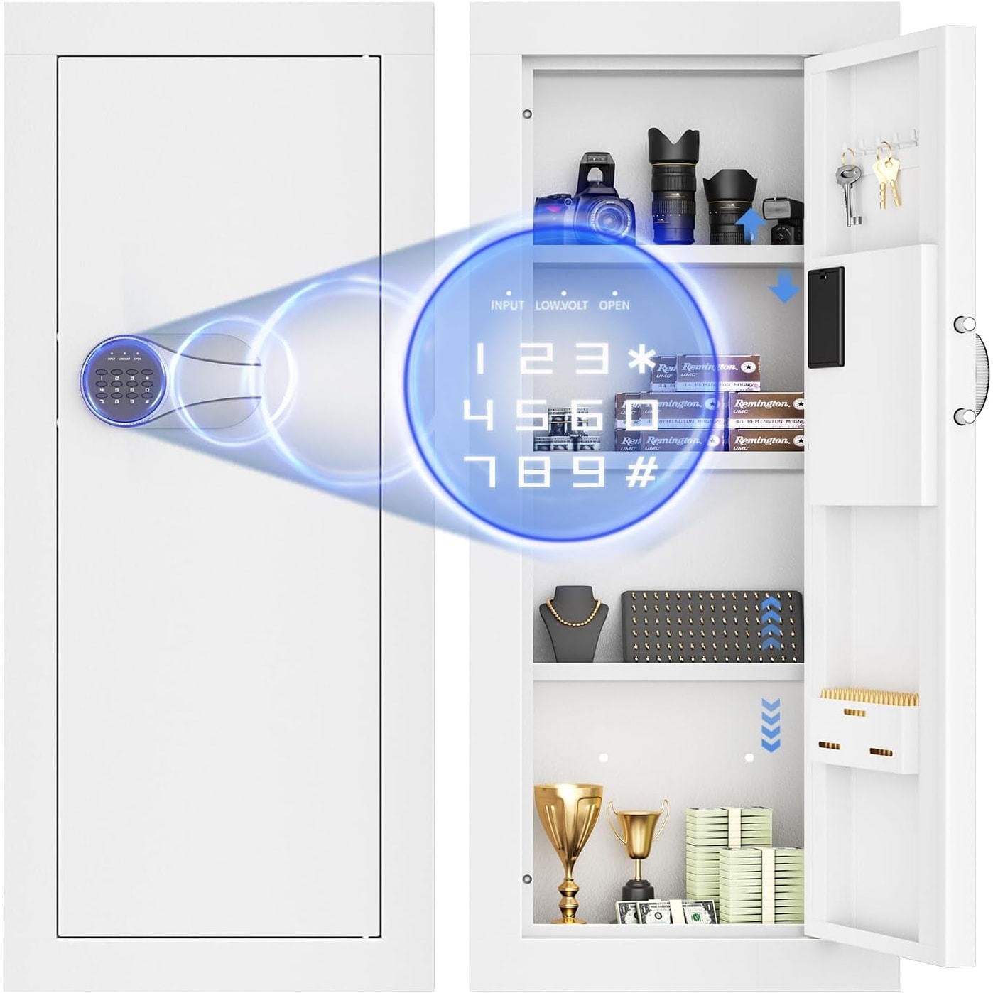 Wall Mounted Hidden Gun Safe Cabinet with Removable Shelves Fully assembled