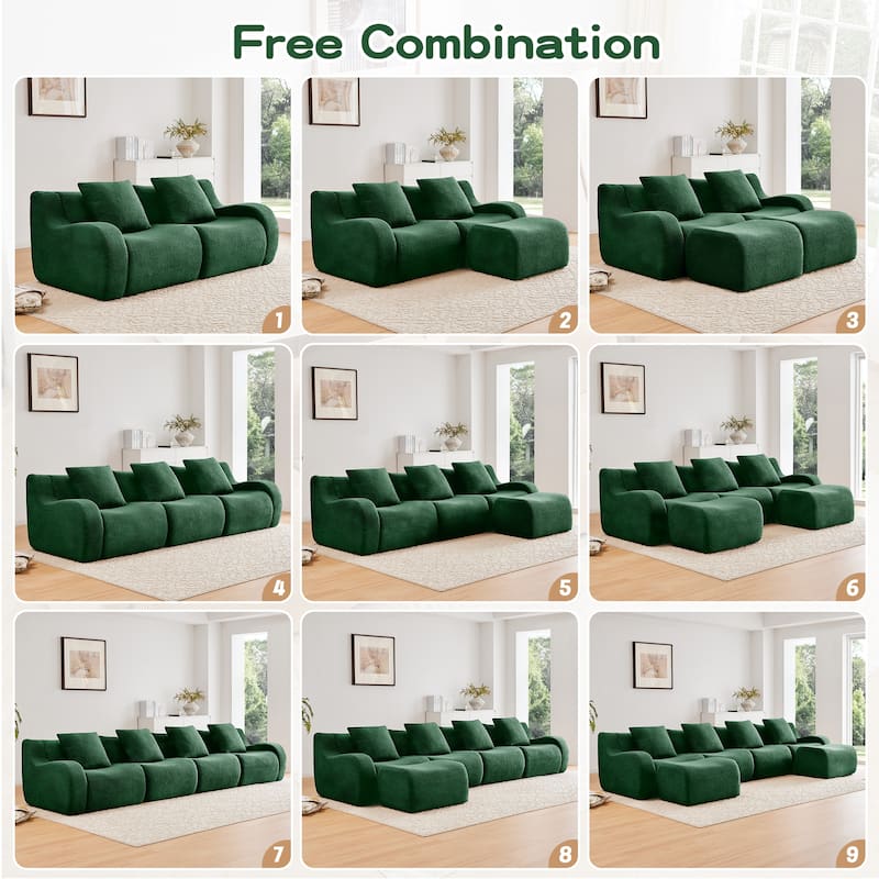 GDF Studio - Fairford 3-Seat Modular Sofa With Curved Armrests & Non-Slip Base