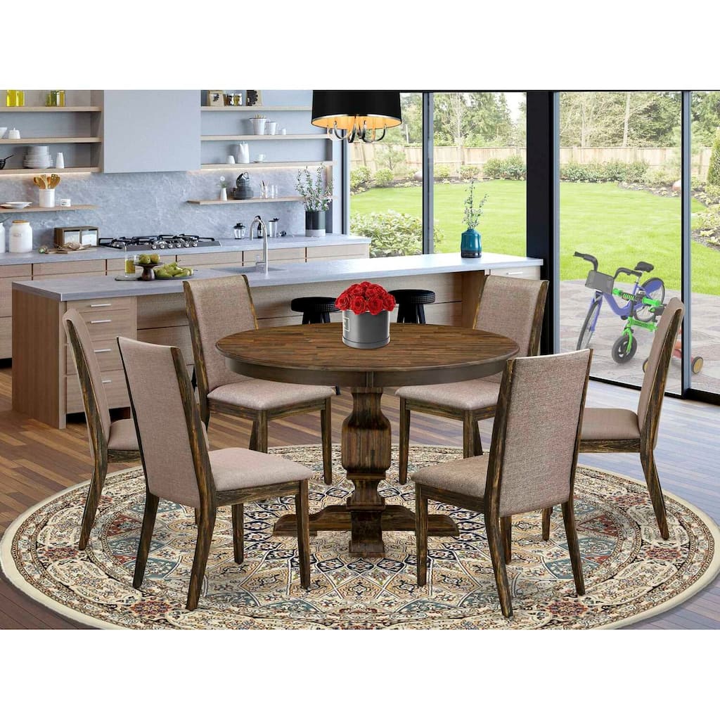 HomeStock 3-Piece Distressed Jacobean Finish Solid Wood Top Dining Table with 2 Chairs