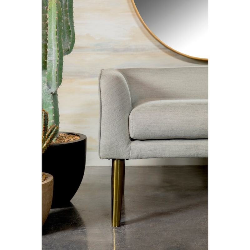 Mid Century Modern Design Light Grey Upholstered Accent Bench