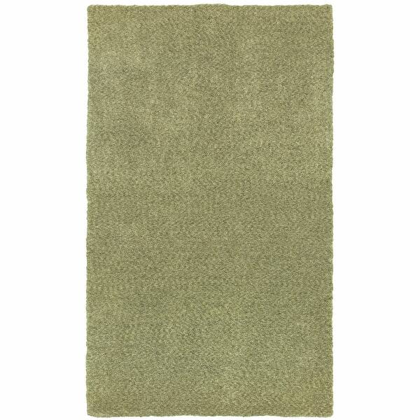 HomeRoots 10' X 13' Olive Green Shag Tufted Handmade Stain Resistant