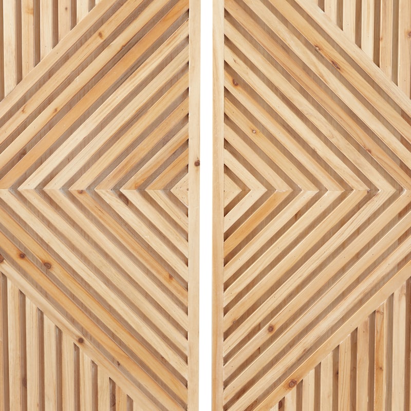 Wood Geometric Carved Wall Decor - Set of 2 Brown - Roche River Decor