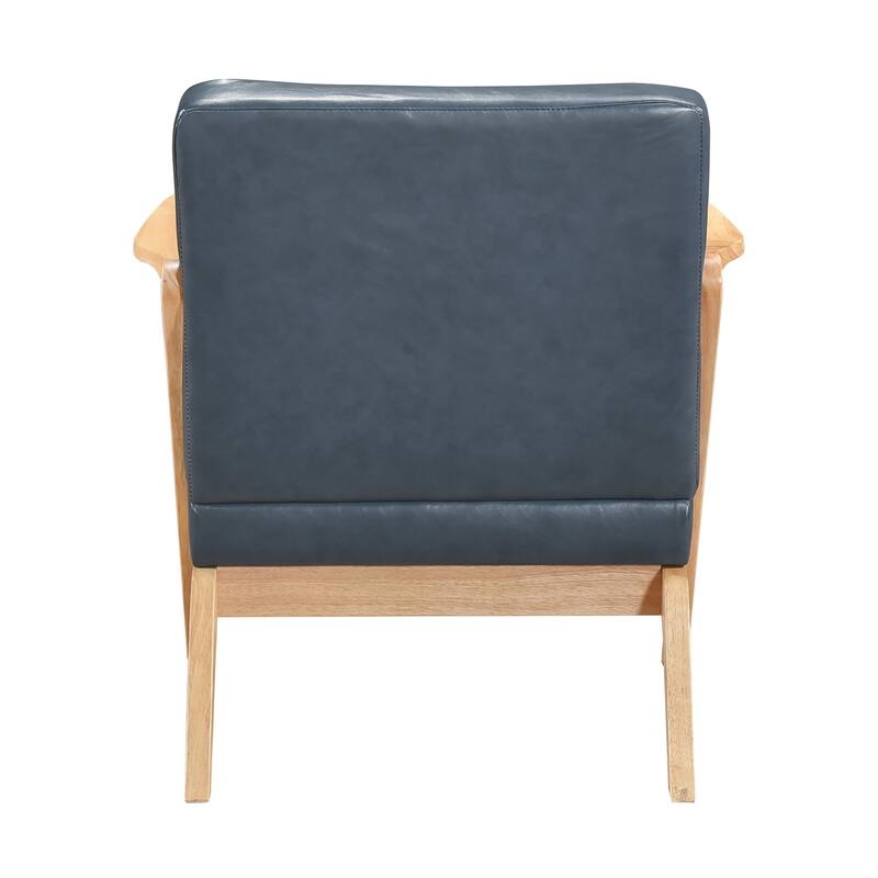 Rhys 26.5" Faux Leather Accent Chair - Solid Rubberwood Frame