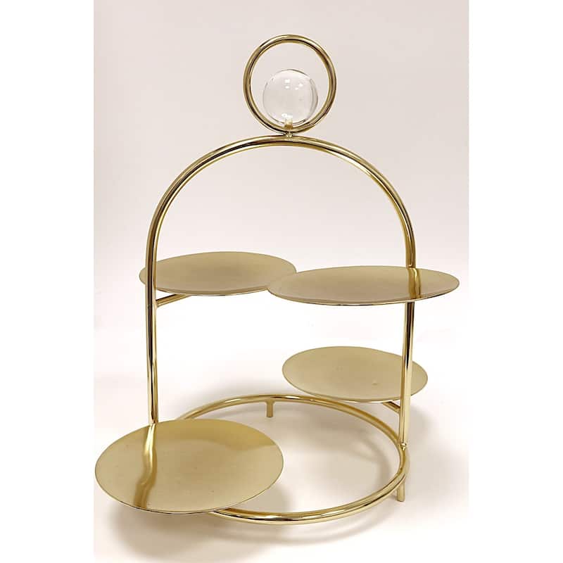 Multi Cake Stand Gold with Clear Ball - 13"H - Clear Ball