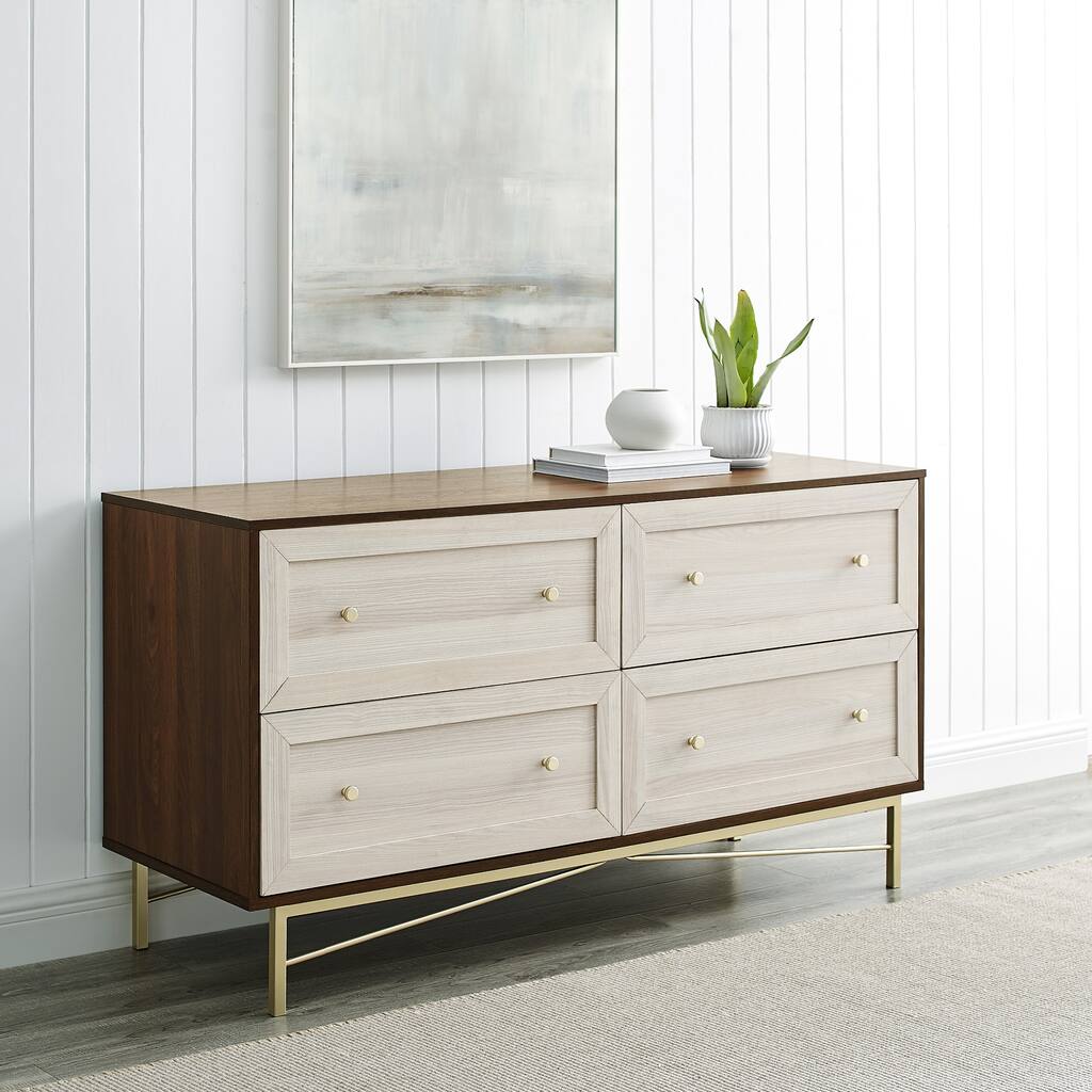 Walker Edison 4-Drawer Gold Base Dresser