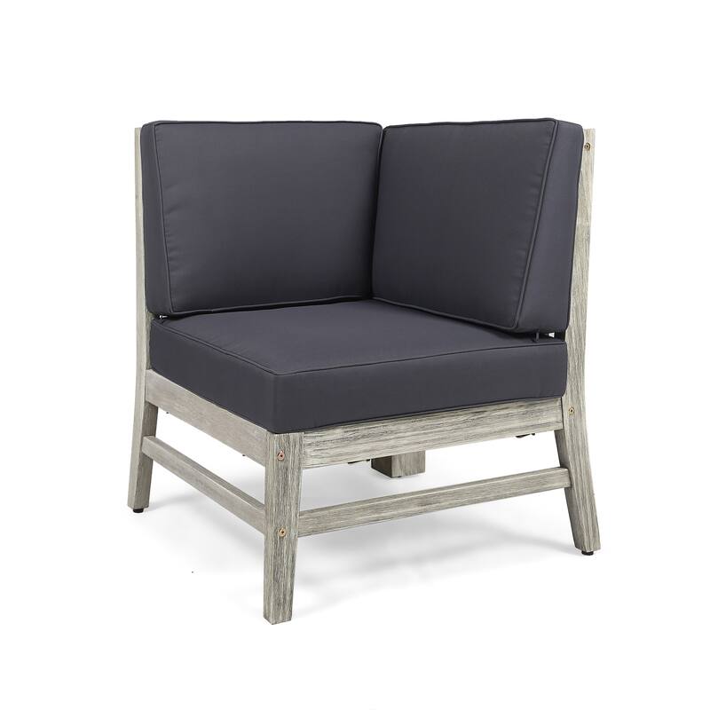 Hoye Modular Outdoor Corner Chair, Dark Gray, Weathered White