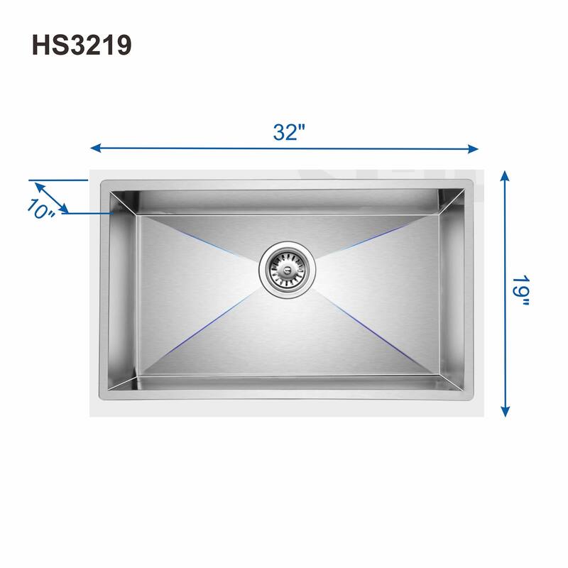 Topcraft Undermount Stainless Steel Single Bowl Kitchen Sink - 32*19