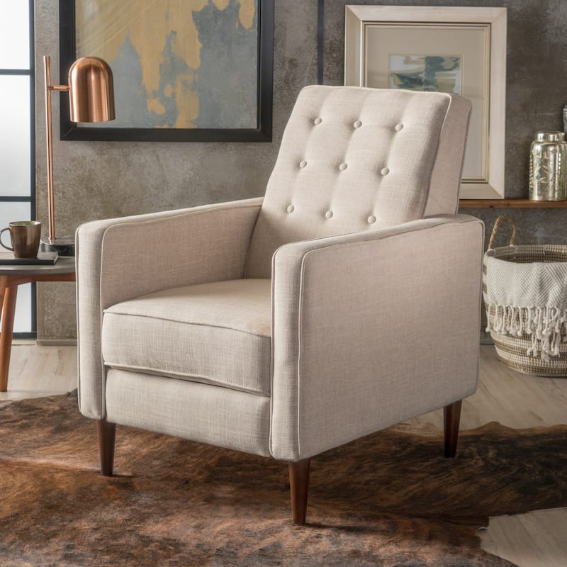 Home Theater Single Fabric Recliner, Living Room Chair Adjustable Sofa Chair with Thick Cushion Tufted Upholstered Accent Chair - Wheat