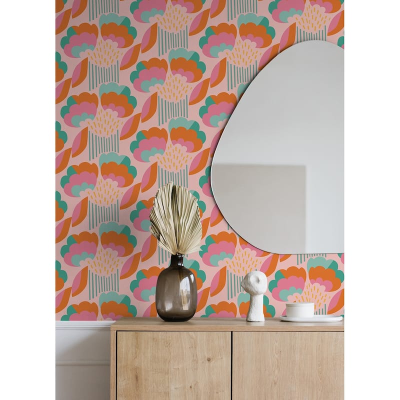 Megan Carter Retro Esme Pink Peel and Stick Wallpaper