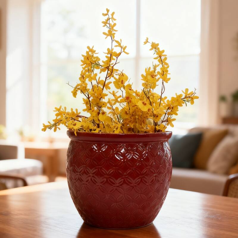 3 Handmade Ceramic Planter Set for Monstera Large Plants Glossy Finish