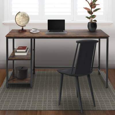 Wood Home Office Desk Computer Desk with Open Storage Shelf
