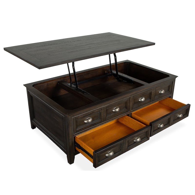 Magnussen Home Westley Falls Graphite Lift Top Storage Cocktail Table With Casters - 50''W x 28''D x 18''H
