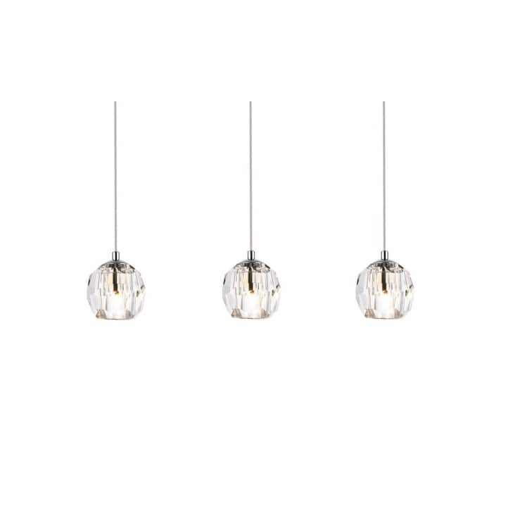 Elegant Lighting Eren 3 Light 28" Wide Crystal Linear Pendant - Chrome