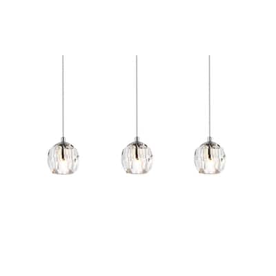 Elegant Lighting Eren 3 Light 28" Wide Crystal Linear Pendant