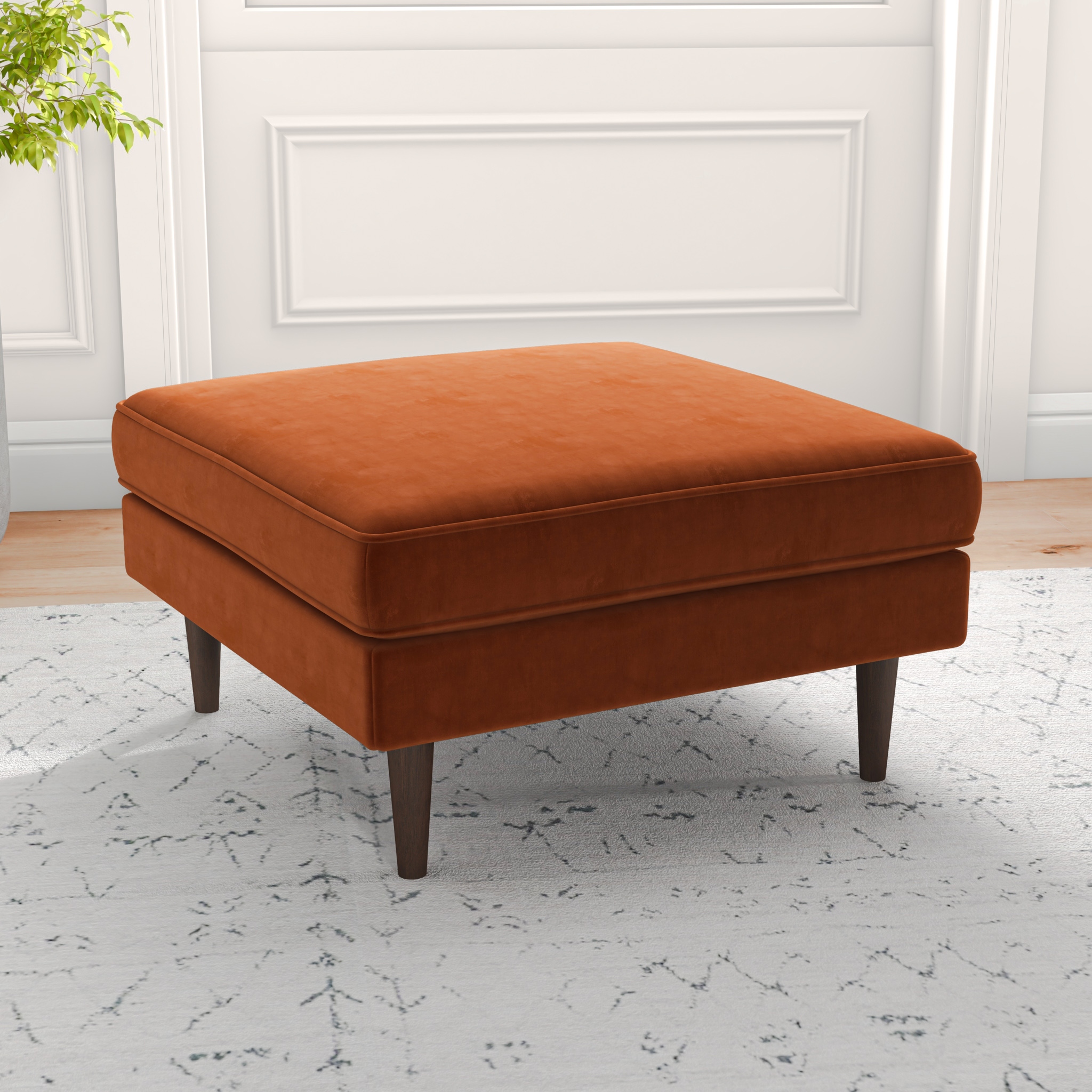 Felicia Mid-Century Upholstered Velvet Ottoman