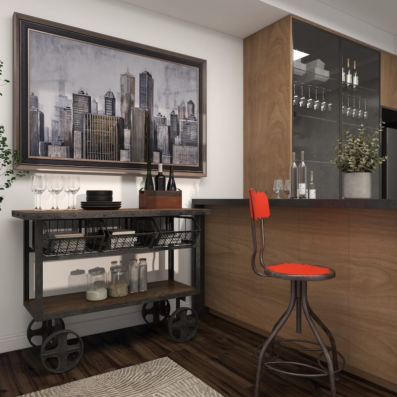 Modern Mango Wood 3 Section Tray with Black Metal Handles - Brown or Beige