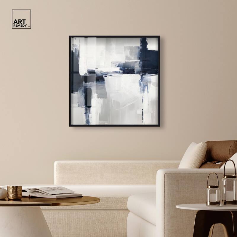 Blue Cascades on Still White Shadowbox by Art Remedy