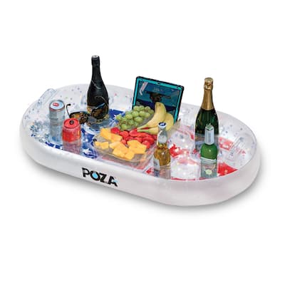 POZA Inflatable USA Flag Floating Cooler with Sparkly Confetti - 39×23 Inch