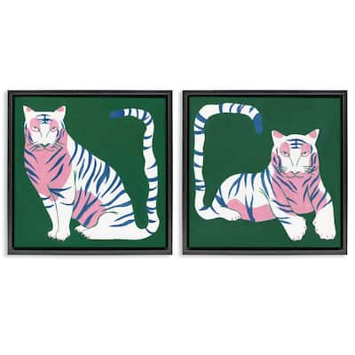 Stupell Fierce Lounging Tigers Framed Floater Canvas Wall Art Design By Melissa Wang (Set of 2)
