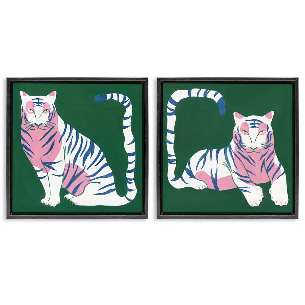Stupell Fierce Lounging Tigers Framed Floater Canvas Wall Art Design By Melissa Wang (Set of 2)