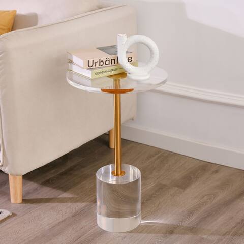 Royalcraft Acrylic Pedestal End Table Round Side Table