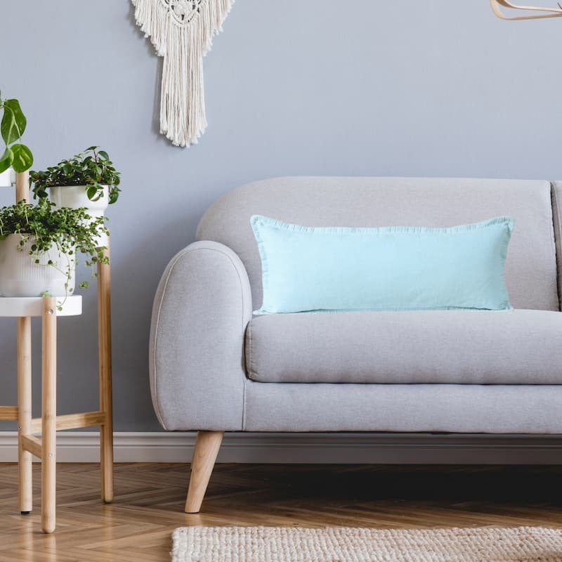HomeRoots 14" X 36" Light Blue 100% Cotton Zippered Pillow