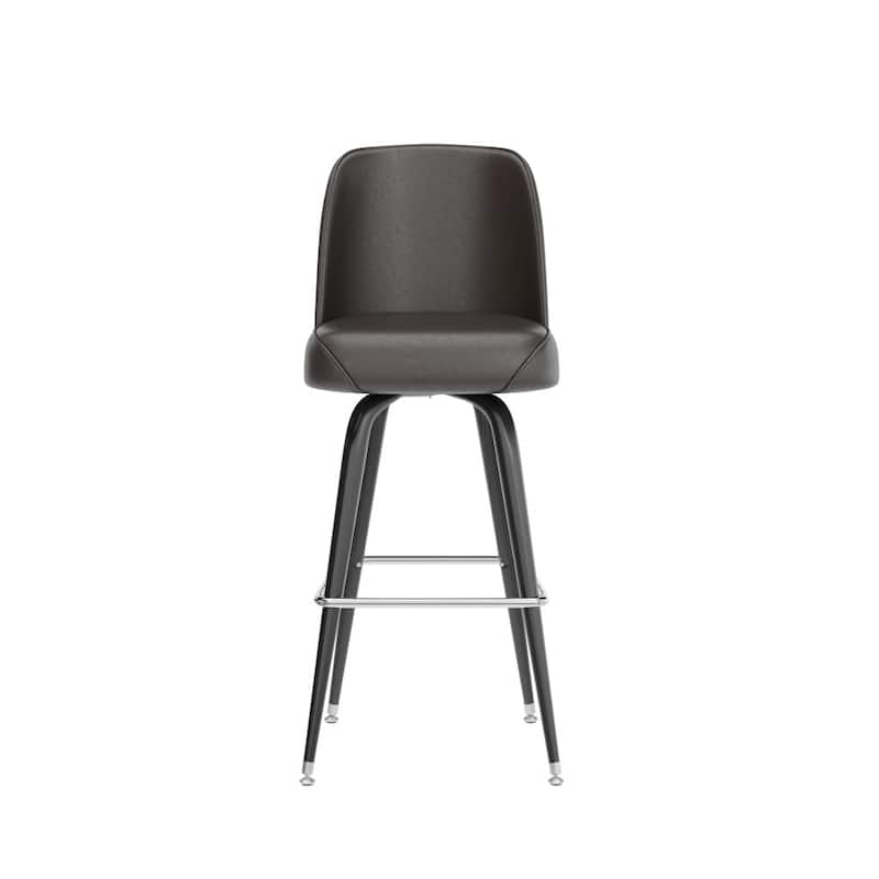 Metal Barstool with Swivel Vinyl Upholstered Bucket Seat and Footrest - 18.5"D x 18.5"W x 42.5"H