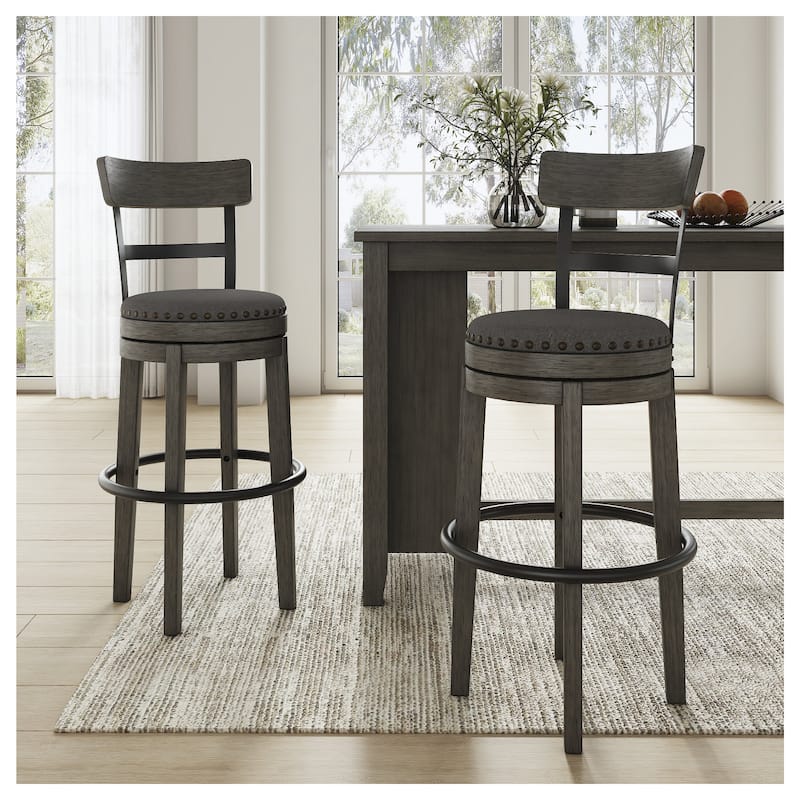 Signature Design by Ashley Caitbrook Gray Upholstered Swivel Barstool, Single - Bar Height