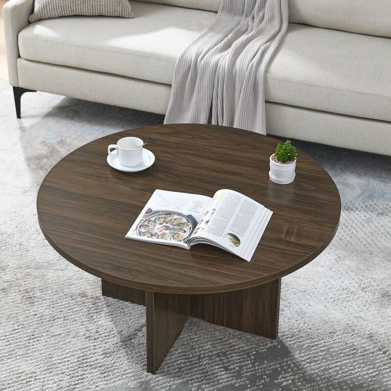Minimalist Solid Wood Coffee Table, Modern Design with Waterproof Surface, 330 lbs Capacity