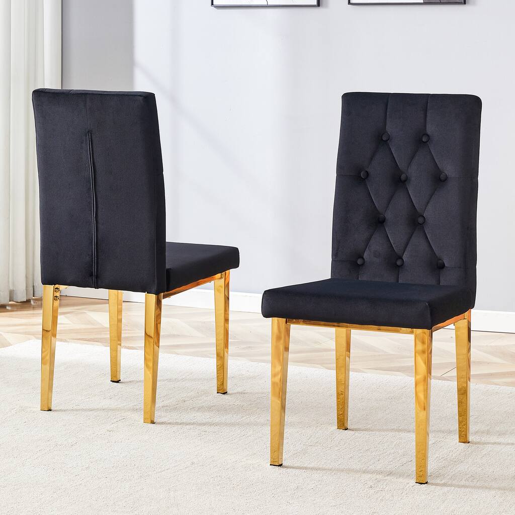 2 Piece Velvet Armless Dining Chairs with Mesh High Back, Upholstered, Metal Legs for Dining Room Kitchen Dresser Living Room