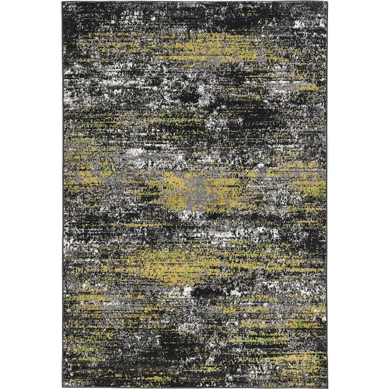 Skyline Abstract Black / White Ombre Area Rug - 9' x 13' - Gold