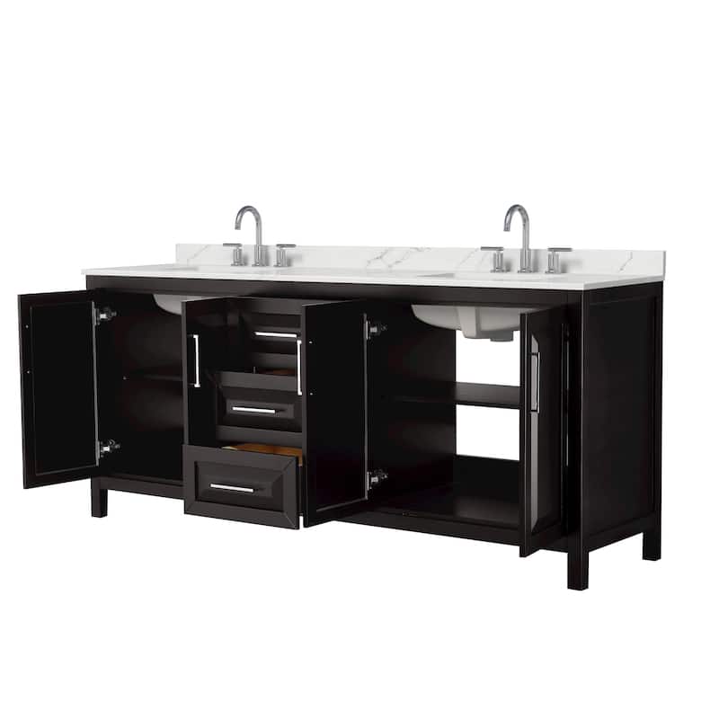 Daria 80-inch Double Vanity, 3 Hole Quartz Top