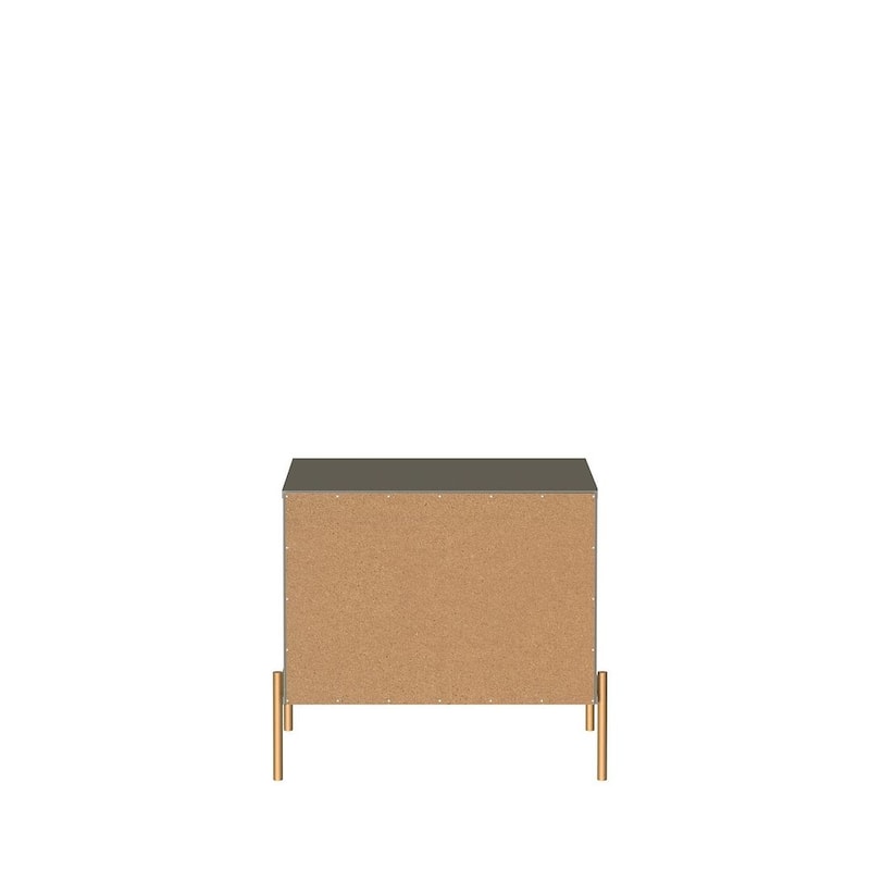 Manhattan Comfort Jasper Nightstand with Steel Gold Legs in White Gloss