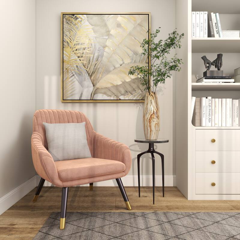 Black Aluminum Metal Accent Table with Textured Glass Tabletop