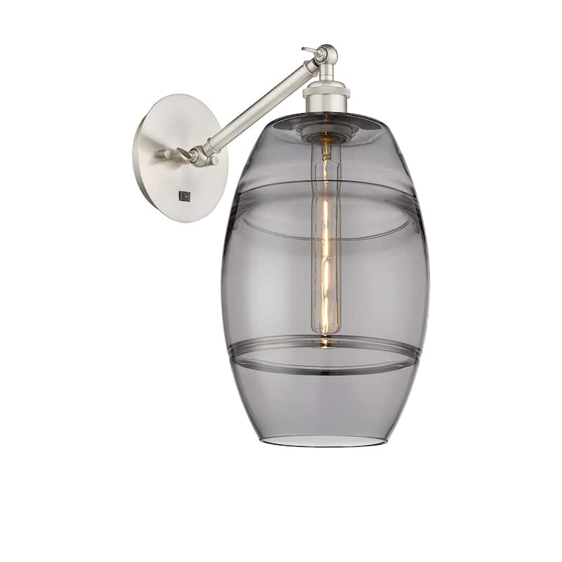 Innovations Lighting 317-1W-10-8 Vaz Sconce Vaz 10" Tall Wall Sconce - Brushed Satin Nickel / Smoked