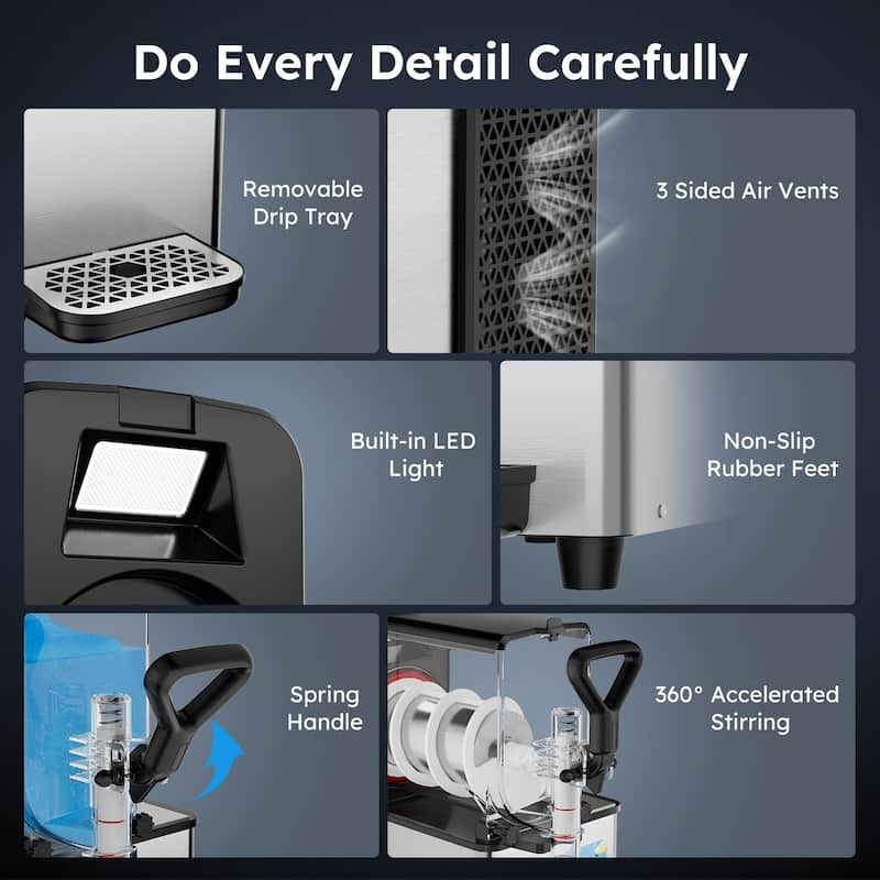 Commercial Slushy Machine, 3L/6L/12L/24L/36L, Self-Cleaning, for Margaritas, Alcoholic Beverages, Smoothies, and Soft Ice Cream