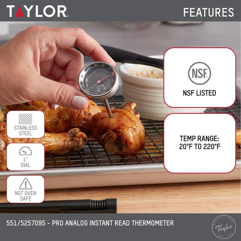 Taylor Pro Series Analog Instant Read Food and Meat Thermometer - 5"