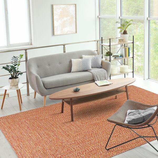 Shop Indoor Outdoor Eco Friendly Braided Rug Red Orange Yellow