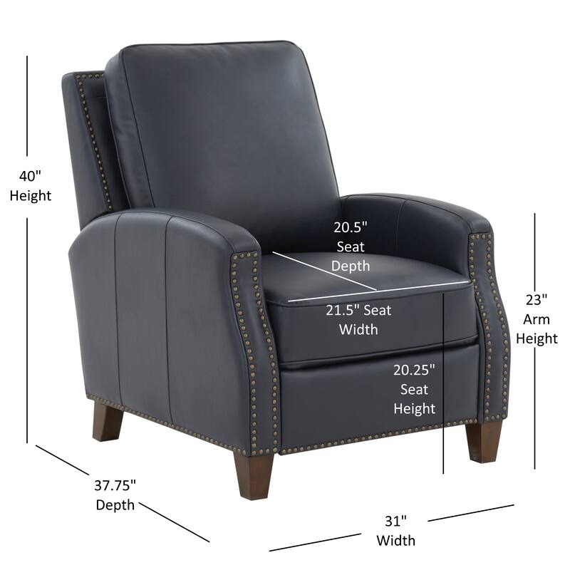Jack Midnight Blue Faux Leather Push Back Recliner
