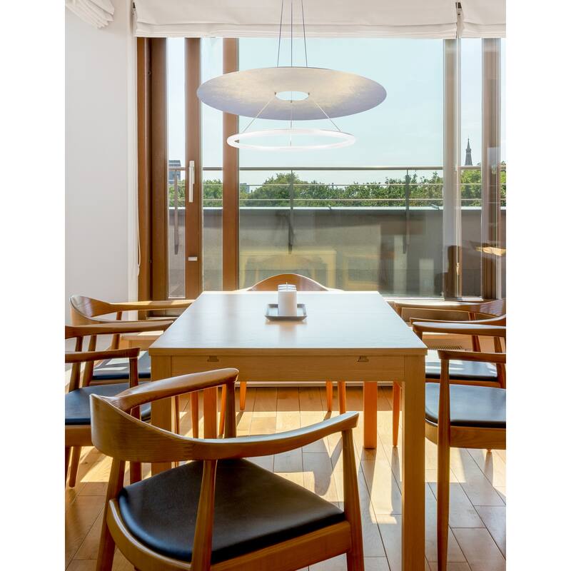 Tate 16" LED Semi-Flush Drum Pendant with White Linen Fabric Shade
