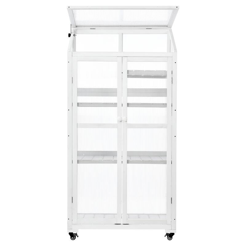 Clihome 62" Height Wood Large Balcony Portable Cold Frame Greenhouse