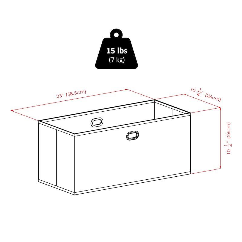Torino 3-Pc Storage Shelf with 2 Foldable Fabric Baskets, Espresso and Black - 25.2 x 11.22 x 29.21 inches
