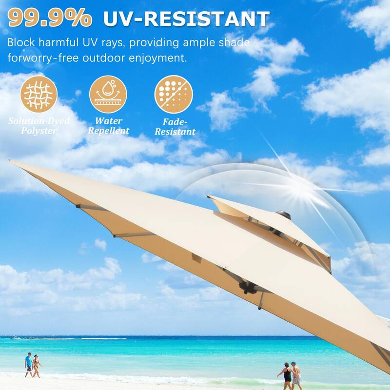 Aluminum Patio Umbrella - 360° Rotation, Hydraulic Lift