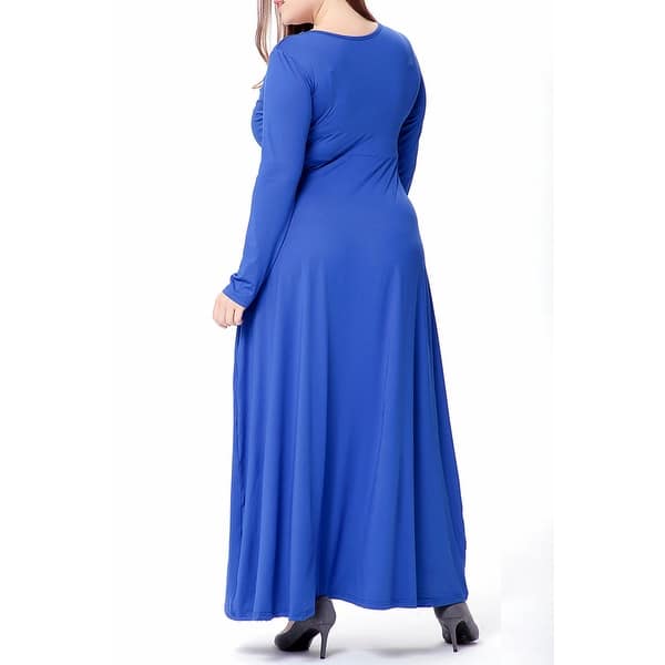 Shop Qzunique Women S Sexy Plus Size V Neck Solid Color Maxi