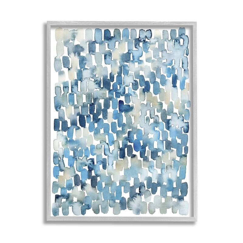 Stupell Coastal Tile Abstract Soft Blue Beige Shapes Framed Wall Art - 16 x 20 - Grey
