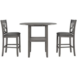 Farmhouse 3 Piece Round Counter Height Kitchen Dining Table Set with ...